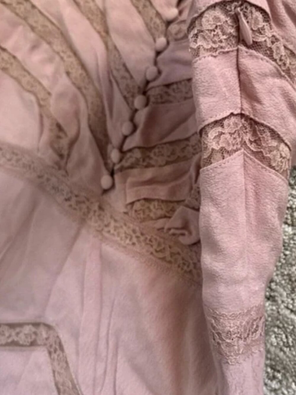 Free People Dusty Pink Elle Lace Shadow Stripe Mini Dress 8 - Picture 15 of 16
